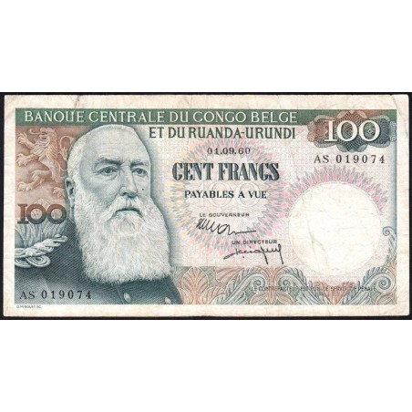 Congo Belge - Ruanda Urundi - Pick 33c - 100 francs - Série AS - 01/09/1960 - Etat : TB