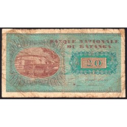 Katanga - Pick 6a - 20 francs - 21/11/1960 - Série BG - Etat : B-
