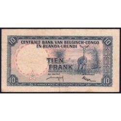 Congo Belge - Ruanda Urundi - Pick 30b_8 - 10 francs - Série A/E - 01/03/1957 - Etat : TTB