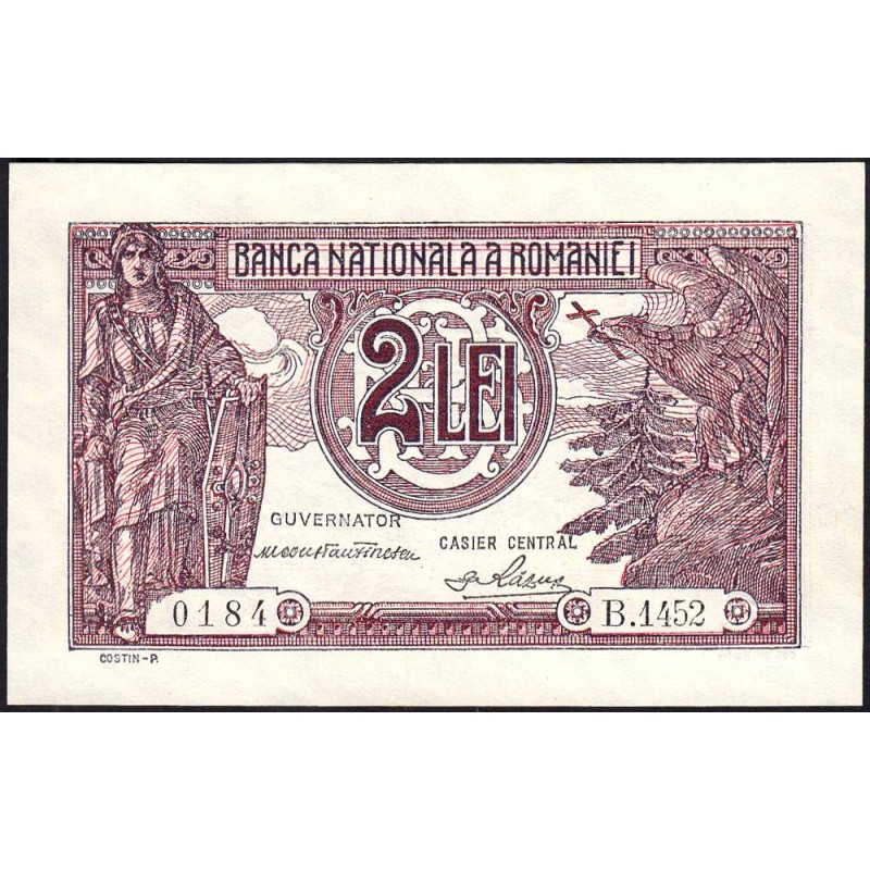 Roumanie - Pick 39a_2 - 2 lei - Série B.1452 - 21/12/1938 - Etat : SPL+
