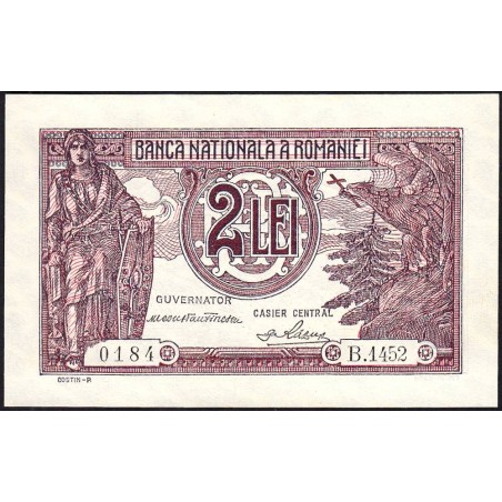 Roumanie - Pick 39a_2 - 2 lei - Série B.1452 - 21/12/1938 - Etat : SPL+