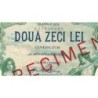 Roumanie - Pick 41 - 20 lei - Série Y.0000 - 28/04/1939 - Spécimen - Etat : TTB+ à SUP