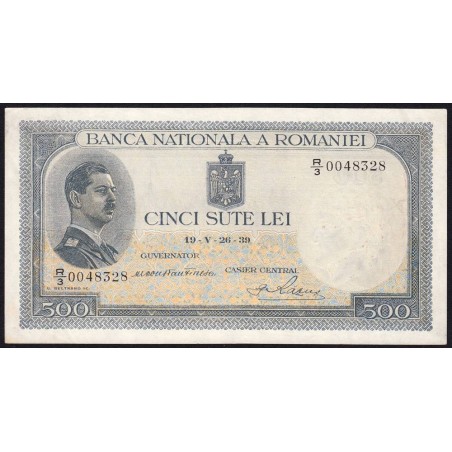 Roumanie - Pick 43a - 500 lei - Série R/3 - 26/05/1939 - Etat : SUP