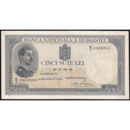 Roumanie - Pick 43a - 500 lei - Série R/3 - 26/05/1939 - Etat : TTB+