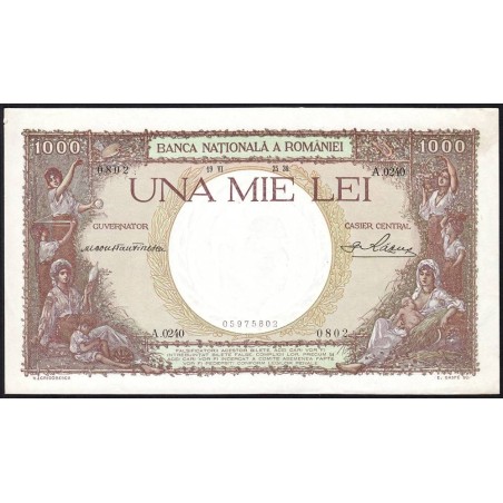 Roumanie - Pick 44a - 1'000 lei - Série A.0240 - 25/06/1936 - Etat : SUP