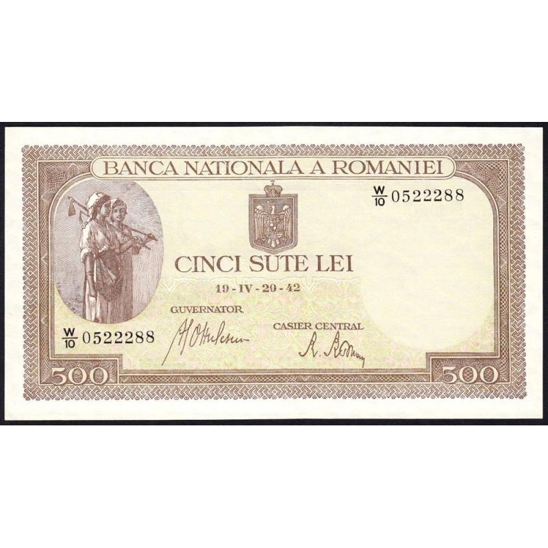 Roumanie - Pick 51_4 - 500 lei - Série W/10 - 01/11/1940 - Etat : pr.NEUF
