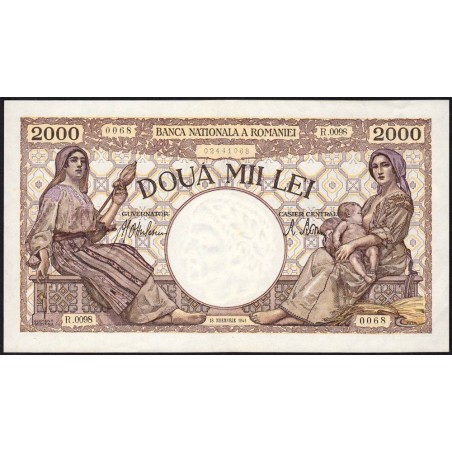 Roumanie - Pick 53a_1 - 2'000 lei - Série R.0098 - 18/11/1941 - Etat : SPL