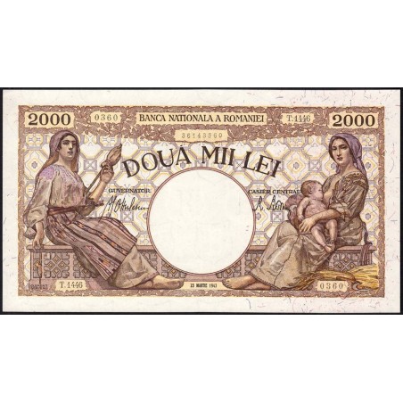 Roumanie - Pick 54a_1 - 2'000 lei - Série T.1446 - 23/03/1943 - Etat : NEUF