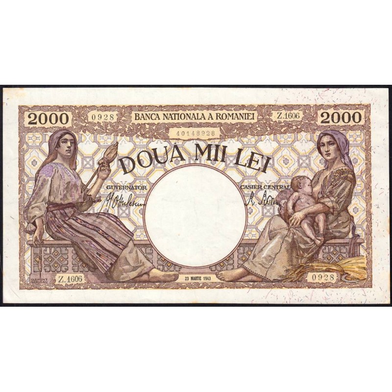 Roumanie - Pick 54a_1 - 2'000 lei - Série Z.1606 - 23/03/1943 - Etat : SPL