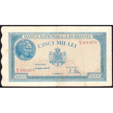 Roumanie - Pick 56a_2 - 5'000 lei - Série H/3 - 15/12/1944 - Etat : TB+