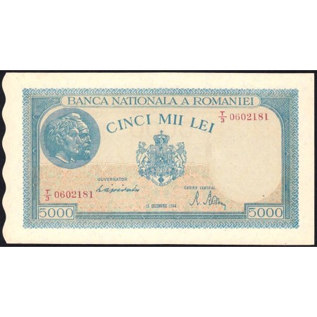 Roumanie - Pick 56a_2 - 5'000 lei - Série T/3 - 15/12/1944 - Etat : SPL