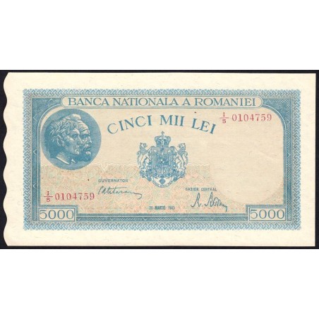 Roumanie - Pick 56a_3 - 5'000 lei - Série I/5 - 20/03/1945 - Etat : NEUF