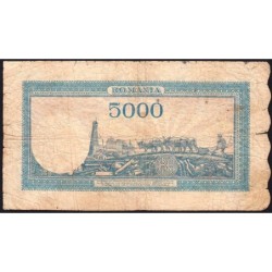 Roumanie - Pick 56a_4 - 5'000 lei - Série A/7 - 21/08/1945 - Etat : B-