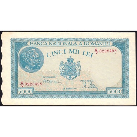 Roumanie - Pick 56a_5 - 5'000 lei - Série G/9 - 20/12/1945 - Etat : SPL