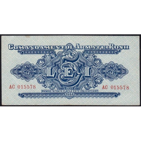 Roumanie - Pick M10 - 5 lei - Série AC - 1944 - Etat : SPL