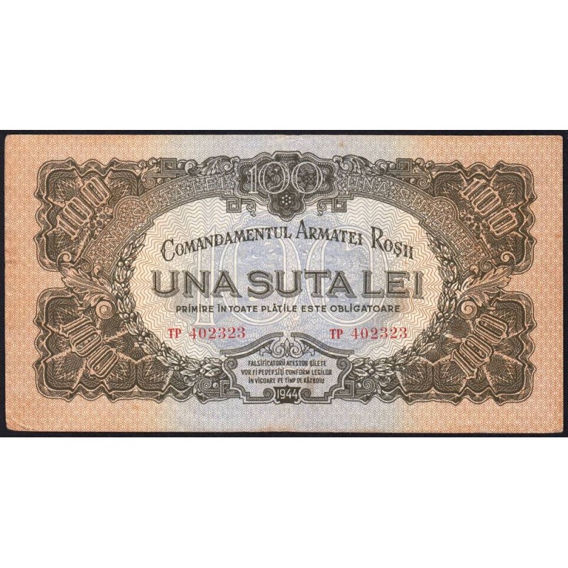 Roumanie - Pick M13 - 100 lei - Série TP - 1944 - Etat : TTB