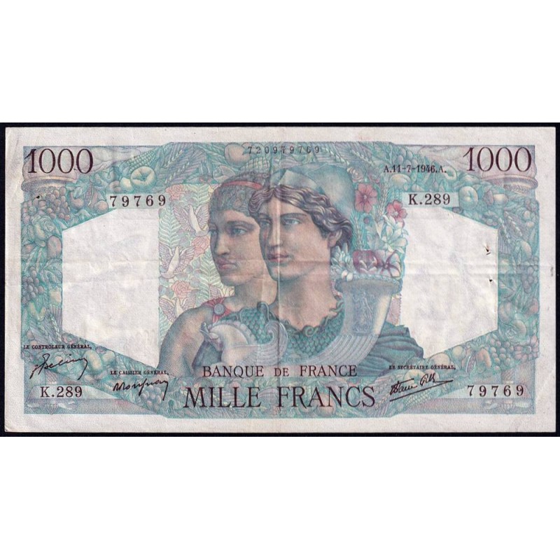 F 41-15 - 11/07/1946 - 1000 francs - Minerve et Hercule - Série K.289 - Etat : TTB+