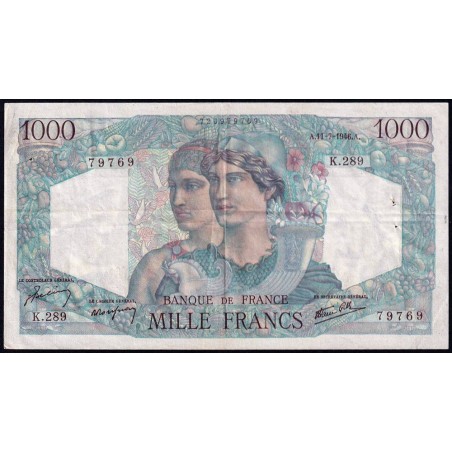 F 41-15 - 11/07/1946 - 1000 francs - Minerve et Hercule - Série K.289 - Etat : TTB+