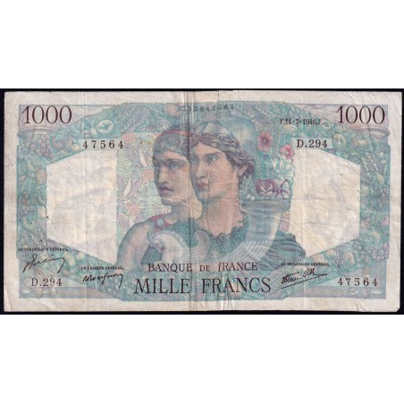 F 41-15 - 11/07/1946 - 1000 francs - Minerve et Hercule - Série D.294 - Etat : B