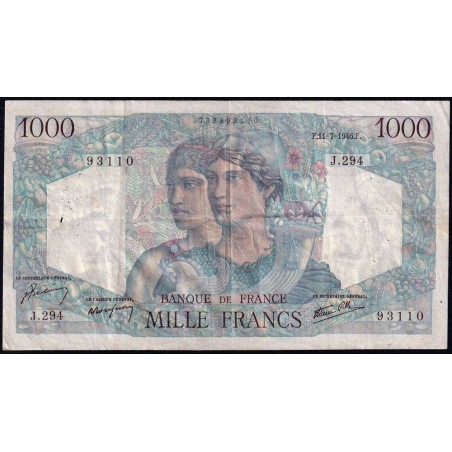 F 41-15 - 11/07/1946 - 1000 francs - Minerve et Hercule - Série J.294 - Etat : TB+