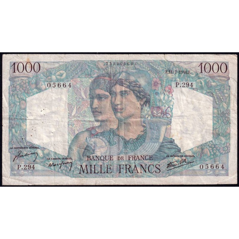 F 41-15 - 11/07/1946 - 1000 francs - Minerve et Hercule - Série P.294 - Etat : TB