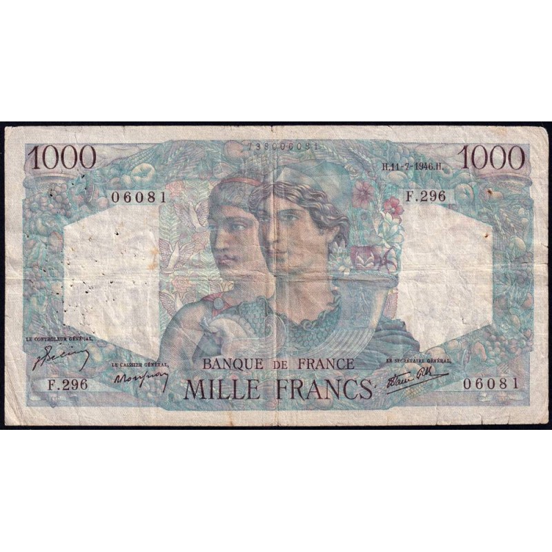 F 41-15 - 11/07/1946 - 1000 francs - Minerve et Hercule - Série F.296 - Etat : TB-