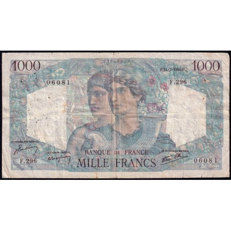 F 41-15 - 11/07/1946 - 1000 francs - Minerve et Hercule - Série F.296 - Etat : TB-
