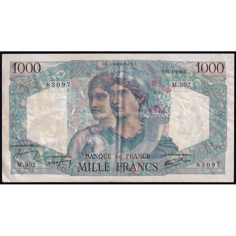 F 41-15 - 11/07/1946 - 1000 francs - Minerve et Hercule - Série M.302 - Etat : TTB+
