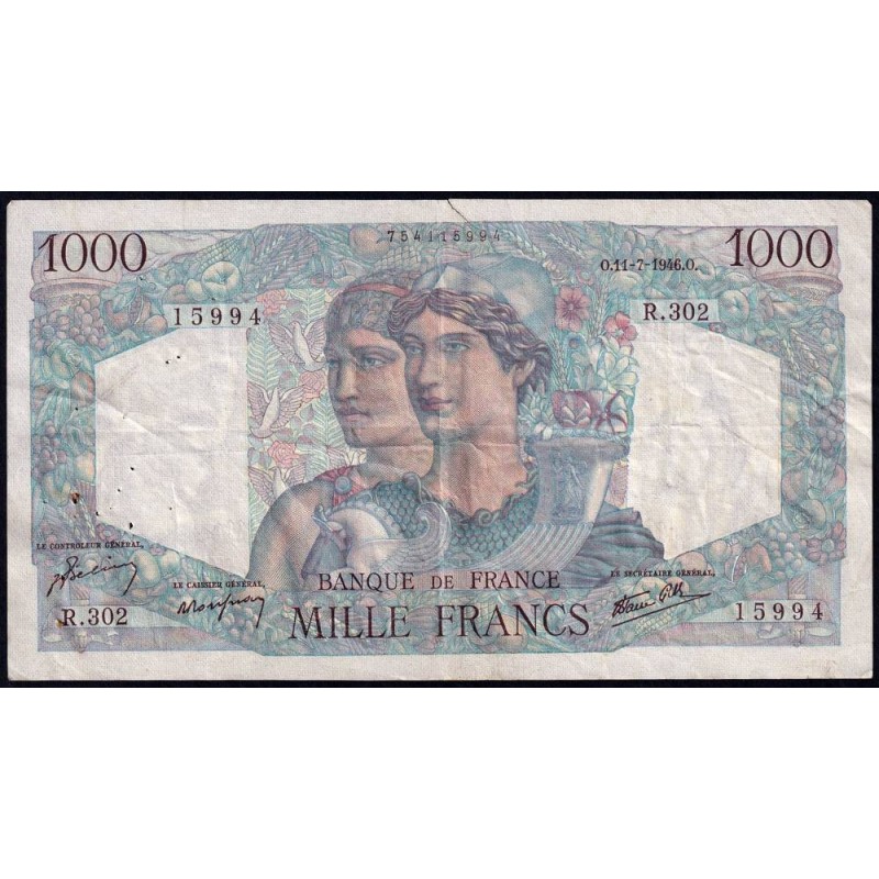F 41-15 - 11/07/1946 - 1000 francs - Minerve et Hercule - Série R.302 - Etat : TB+