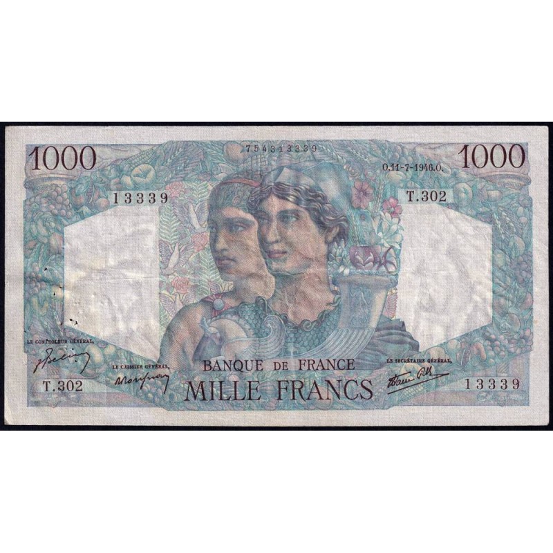 F 41-15 - 11/07/1946 - 1000 francs - Minerve et Hercule - Série T.302 - Etat : TTB