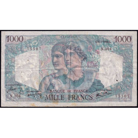 F 41-15 - 11/07/1946 - 1000 francs - Minerve et Hercule - Série N.304 - Etat : TB+