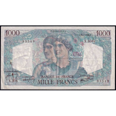 F 41-15 - 11/07/1946 - 1000 francs - Minerve et Hercule - Série X.306 - Etat : TTB+