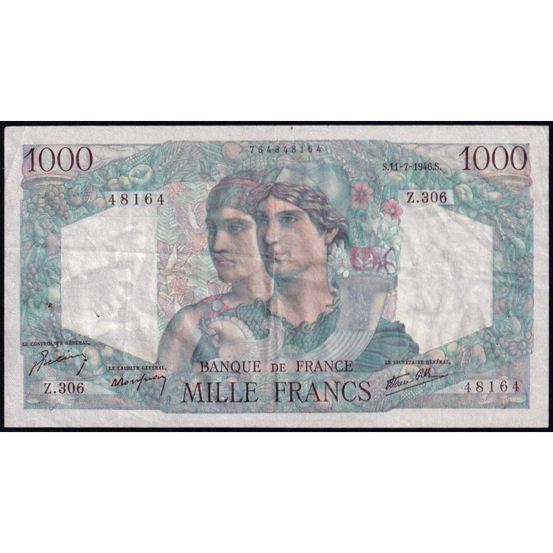 F 41-15 - 11/07/1946 - 1000 francs - Minerve et Hercule - Série Z.306 - Etat : TTB