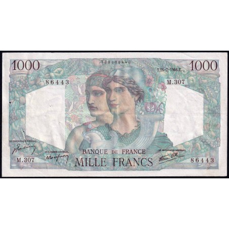 F 41-15 - 11/07/1946 - 1000 francs - Minerve et Hercule - Série M.307 - Etat : TTB+