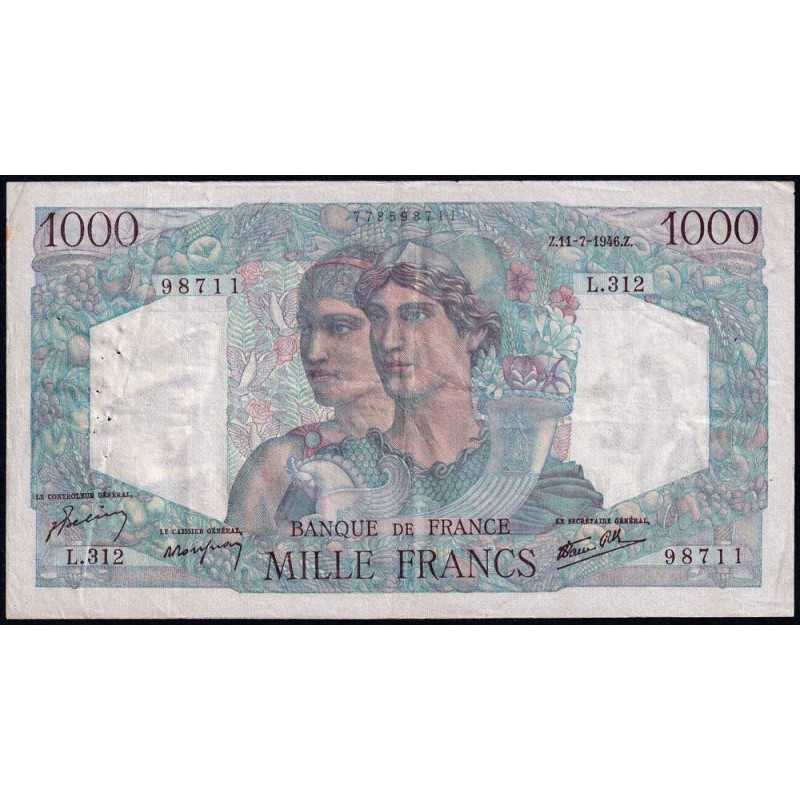F 41-15 - 11/07/1946 - 1000 francs - Minerve et Hercule - Série L.312 - Etat : TTB