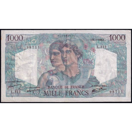 F 41-15 - 11/07/1946 - 1000 francs - Minerve et Hercule - Série L.312 - Etat : TTB
