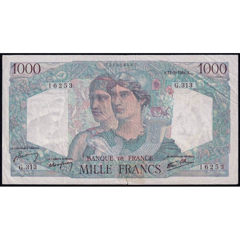 F 41-16 - 12/09/1946 - 1000 francs - Minerve et Hercule - Série G.313 - Etat : TB-