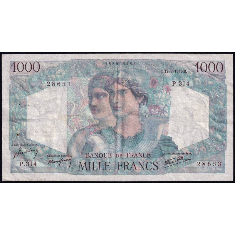 F 41-16 - 12/09/1946 - 1000 francs - Minerve et Hercule - Série P.314 - Etat : TTB