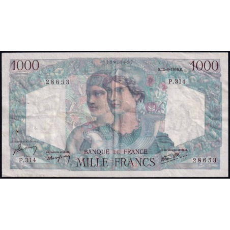 F 41-16 - 12/09/1946 - 1000 francs - Minerve et Hercule - Série P.314 - Etat : TTB