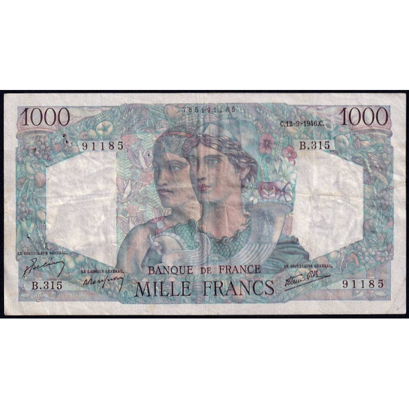 F 41-16 - 12/09/1946 - 1000 francs - Minerve et Hercule - Série B.315 - Etat : TB+