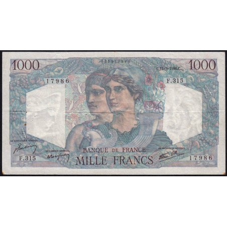 F 41-16 - 12/09/1946 - 1000 francs - Minerve et Hercule - Série F.315 - Etat : TTB