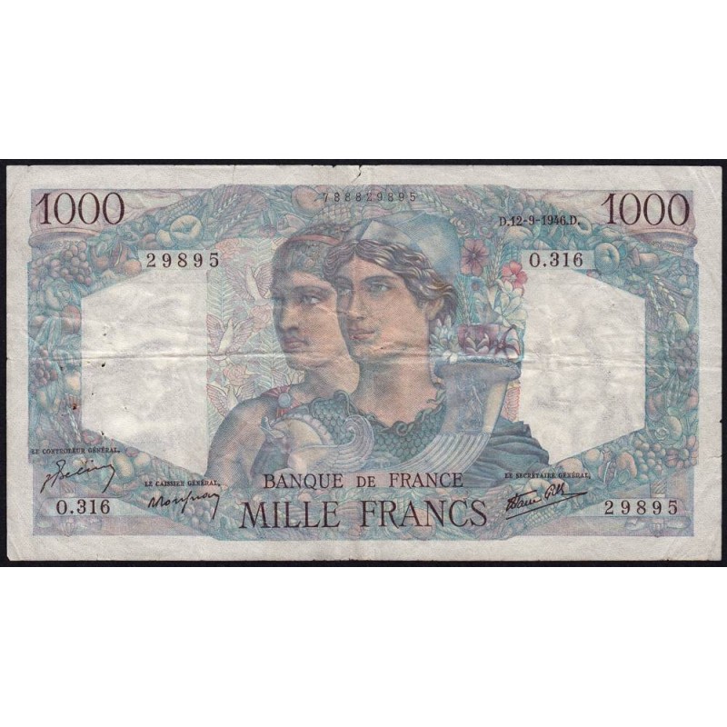 F 41-16 - 12/09/1946 - 1000 francs - Minerve et Hercule - Série O.316 - Etat : TB+