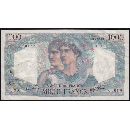 F 41-16 - 12/09/1946 - 1000 francs - Minerve et Hercule - Série U.316 - Etat : TTB+