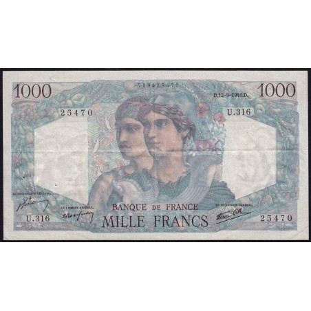 F 41-16 - 12/09/1946 - 1000 francs - Minerve et Hercule - Série U.316 - Etat : TTB+