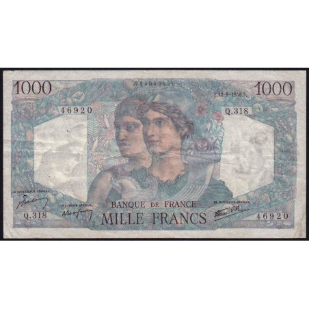 F 41-16 - 12/09/1946 - 1000 francs - Minerve et Hercule - Série Q.318 - Etat : TB