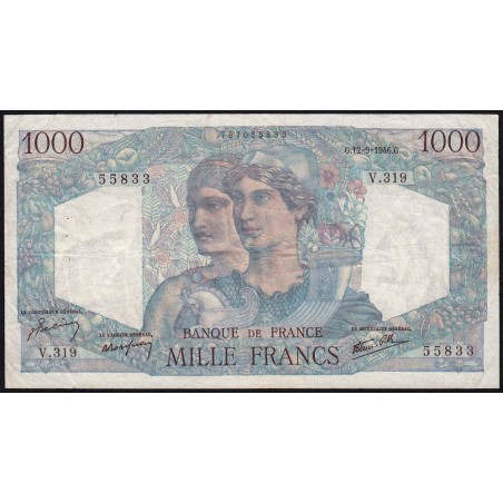 F 41-16 - 12/09/1946 - 1000 francs - Minerve et Hercule - Série V.319 - Etat : TTB-