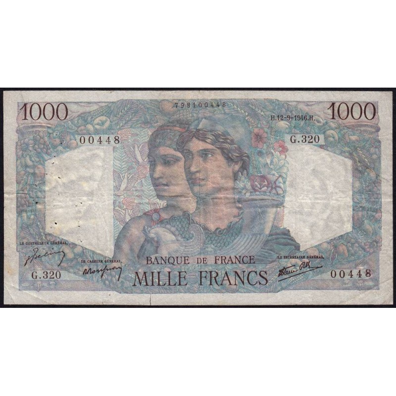 F 41-16 - 12/09/1946 - 1000 francs - Minerve et Hercule - Série G.320 - Etat : TB