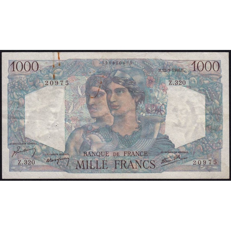 F 41-16 - 12/09/1946 - 1000 francs - Minerve et Hercule - Série Z.320 - Etat : TB+
