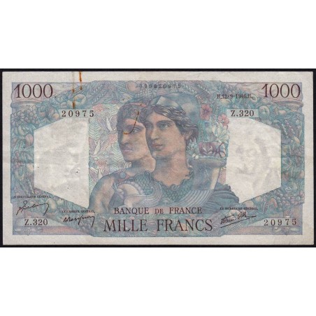 F 41-16 - 12/09/1946 - 1000 francs - Minerve et Hercule - Série Z.320 - Etat : TB+