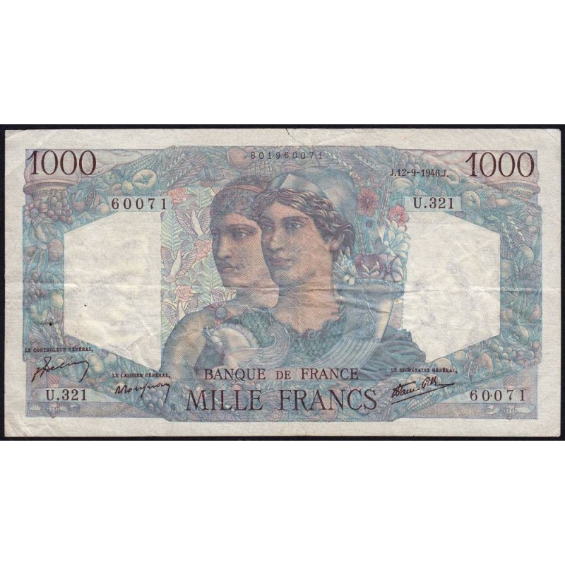 F 41-16 - 12/09/1946 - 1000 francs - Minerve et Hercule - Série U.321 - Etat : TB